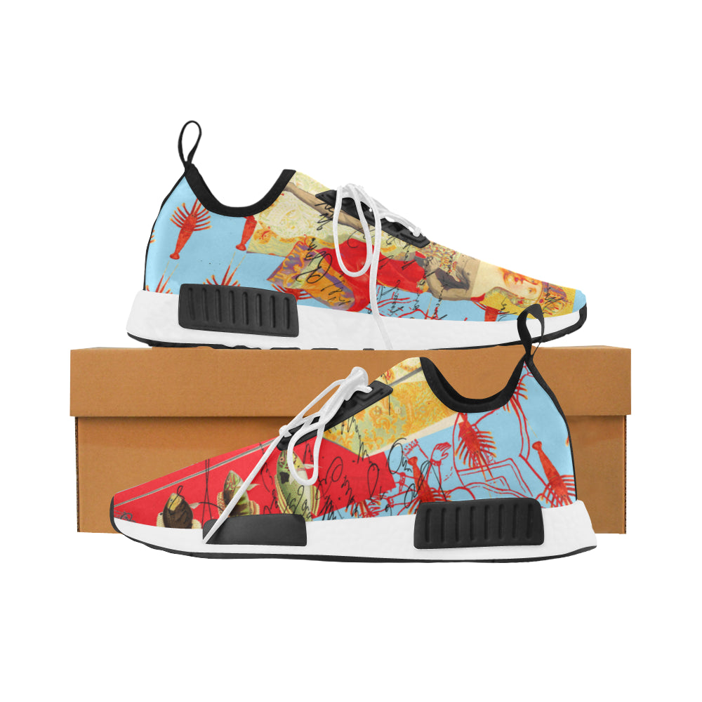 Men's all over print running shoes featuring a vibrant design, breathable mesh, and durable sole.