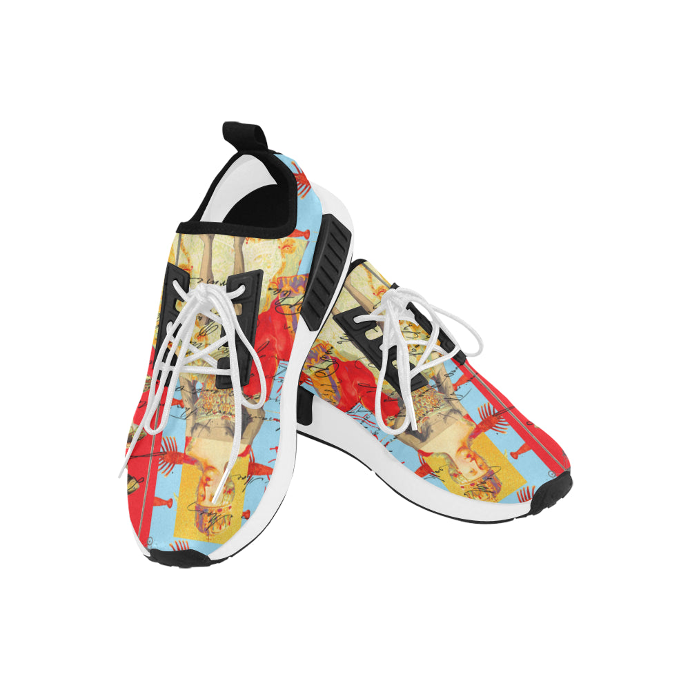 Men's all over print running shoes featuring a vibrant design, breathable mesh, and durable sole.