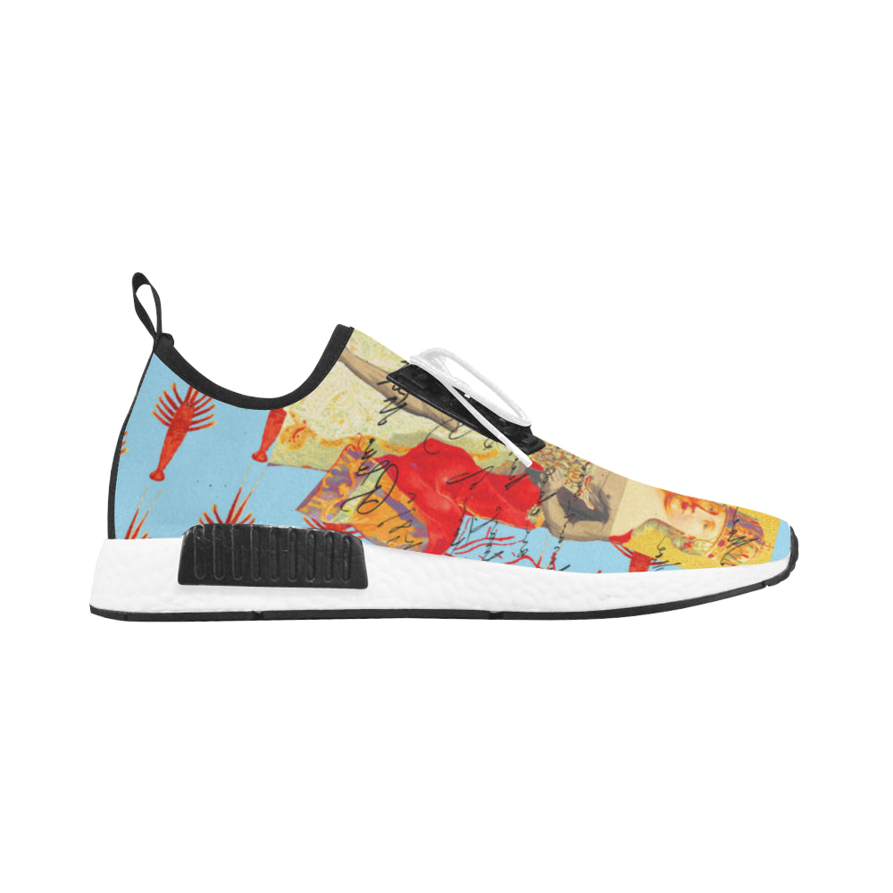 Men's all over print running shoes featuring a vibrant design, breathable mesh, and durable sole.