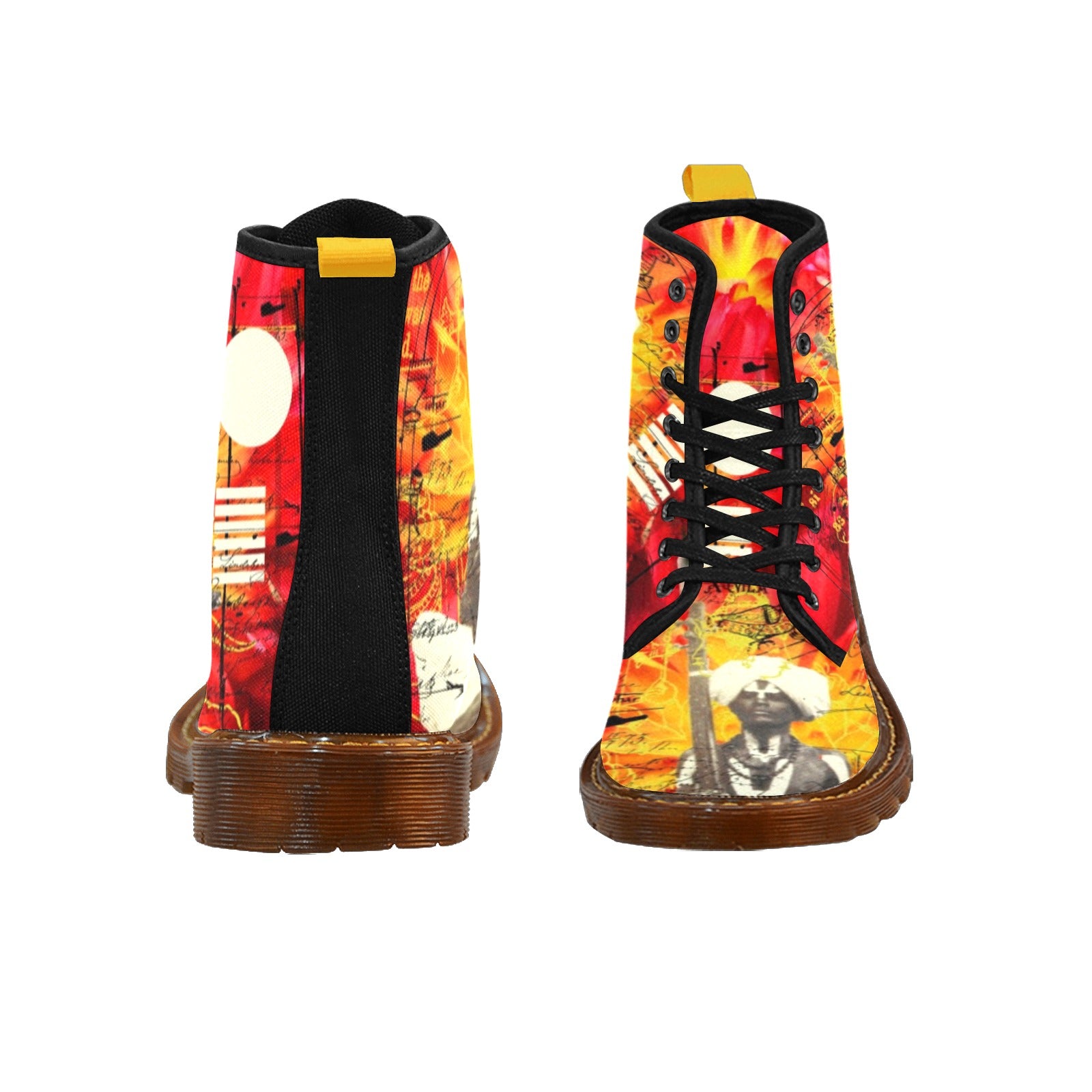 THE SITAR PLAYER II Men's All Over Print Fabric High Boots showcasing vibrant print and stylish design.