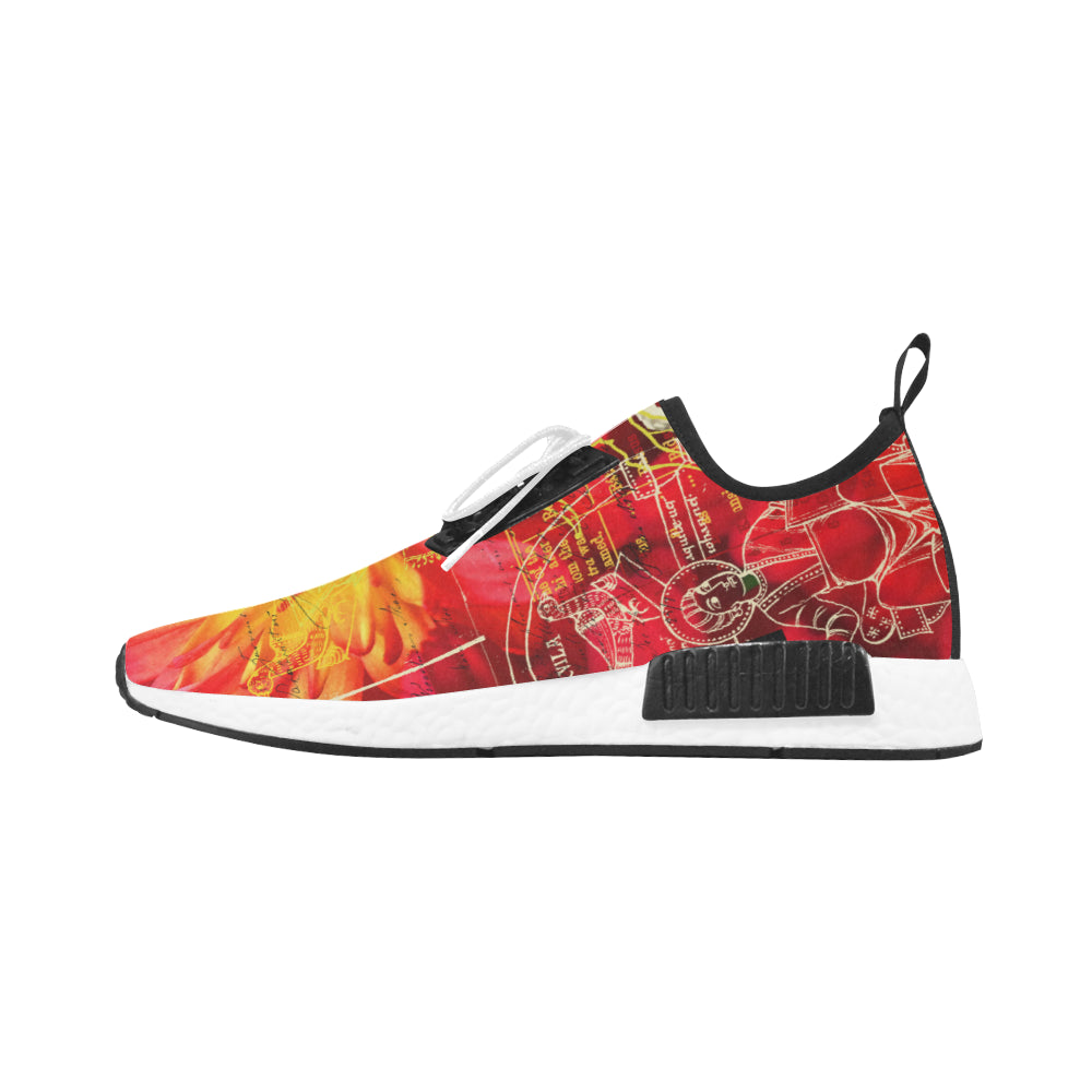 THE SITAR PLAYER Men’s All Over Print Running Shoes featuring a vibrant design, breathable mesh cloth, and durable sole.