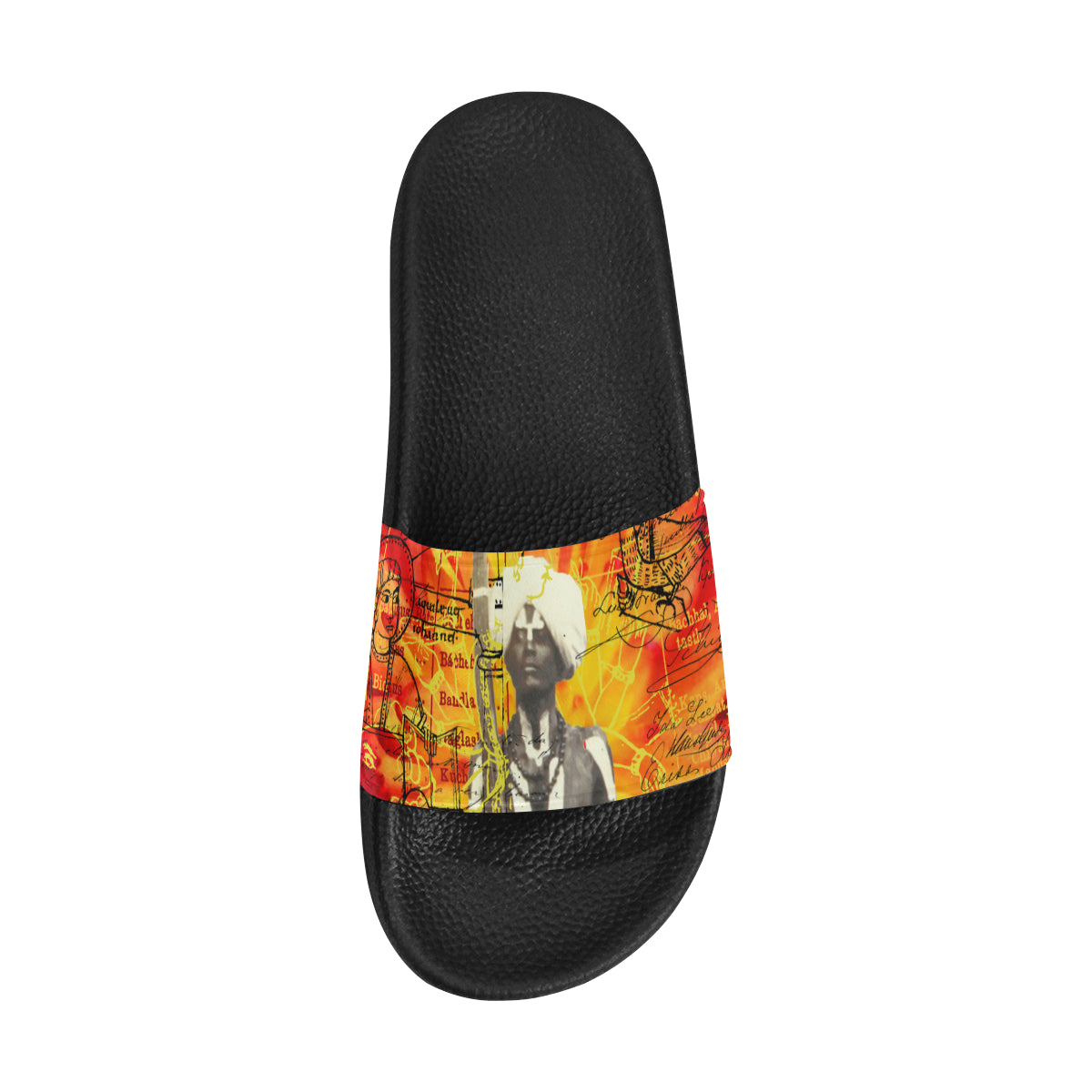 THE SITAR PLAYER Men's Slide Sandals featuring a customizable strap and cushioned sole, perfect for casual wear.