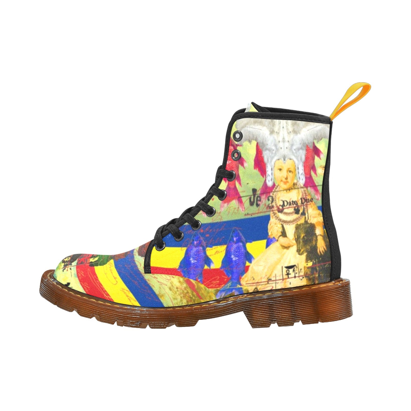 Men's high boots with a unique all-over print design, made from durable nylon canvas with a translucent rubber sole.
