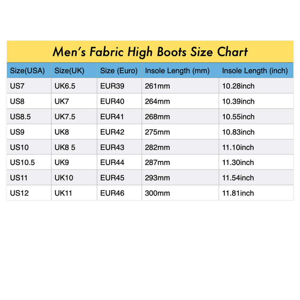 Men's high boots with a unique all-over print design, made from durable nylon canvas with a translucent rubber sole.