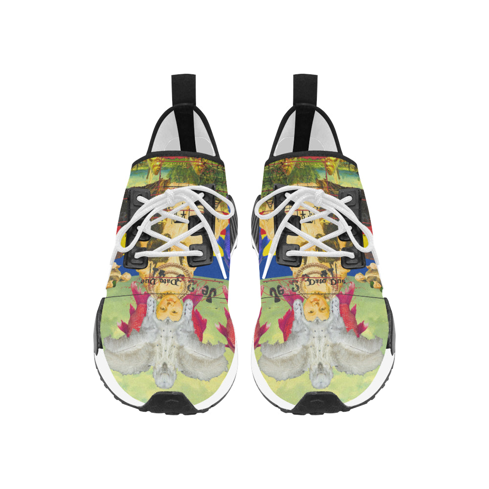 THE WHITE FEATHER HEADDRESS Women's All Over Print Running Shoes featuring a vibrant design and breathable mesh material.