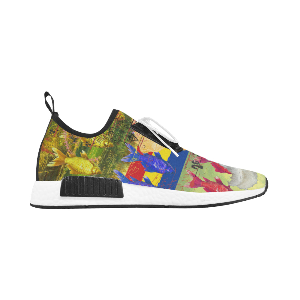 THE WHITE FEATHER HEADDRESS Women's All Over Print Running Shoes featuring a vibrant design and breathable mesh material.