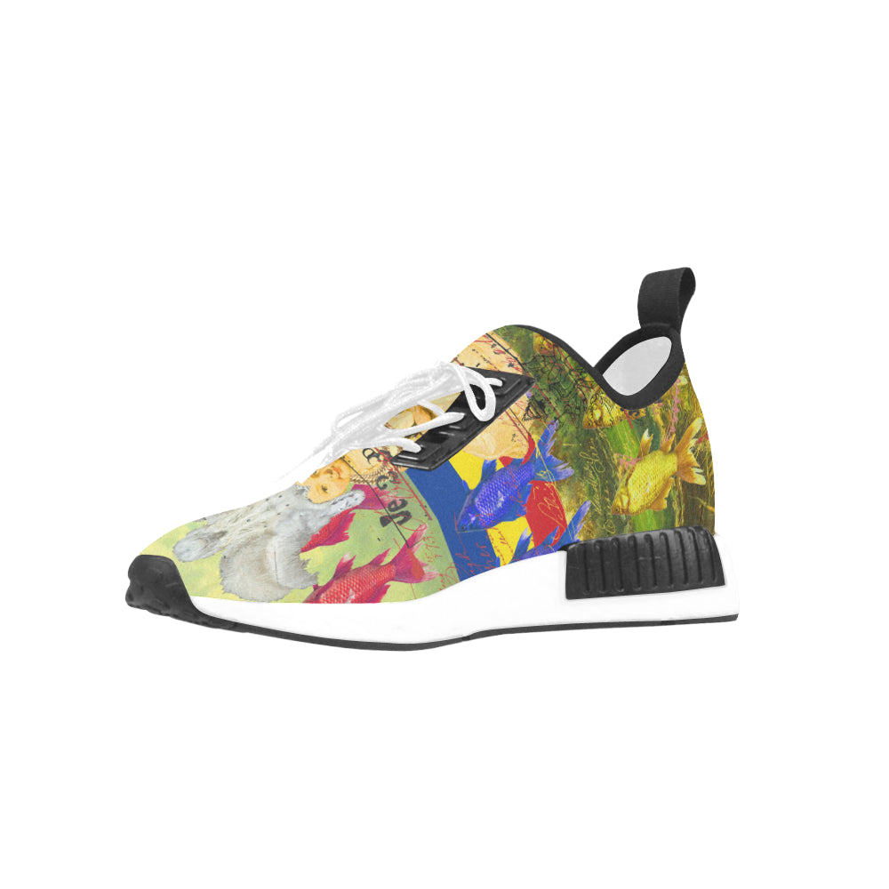 THE WHITE FEATHER HEADDRESS Women's All Over Print Running Shoes featuring a vibrant design and breathable mesh material.