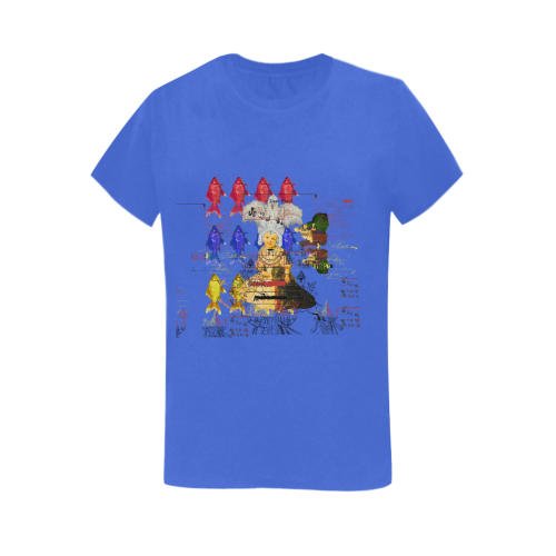 A stylish women's printed cotton tee shirt featuring a vibrant white feather design, perfect for casual wear.