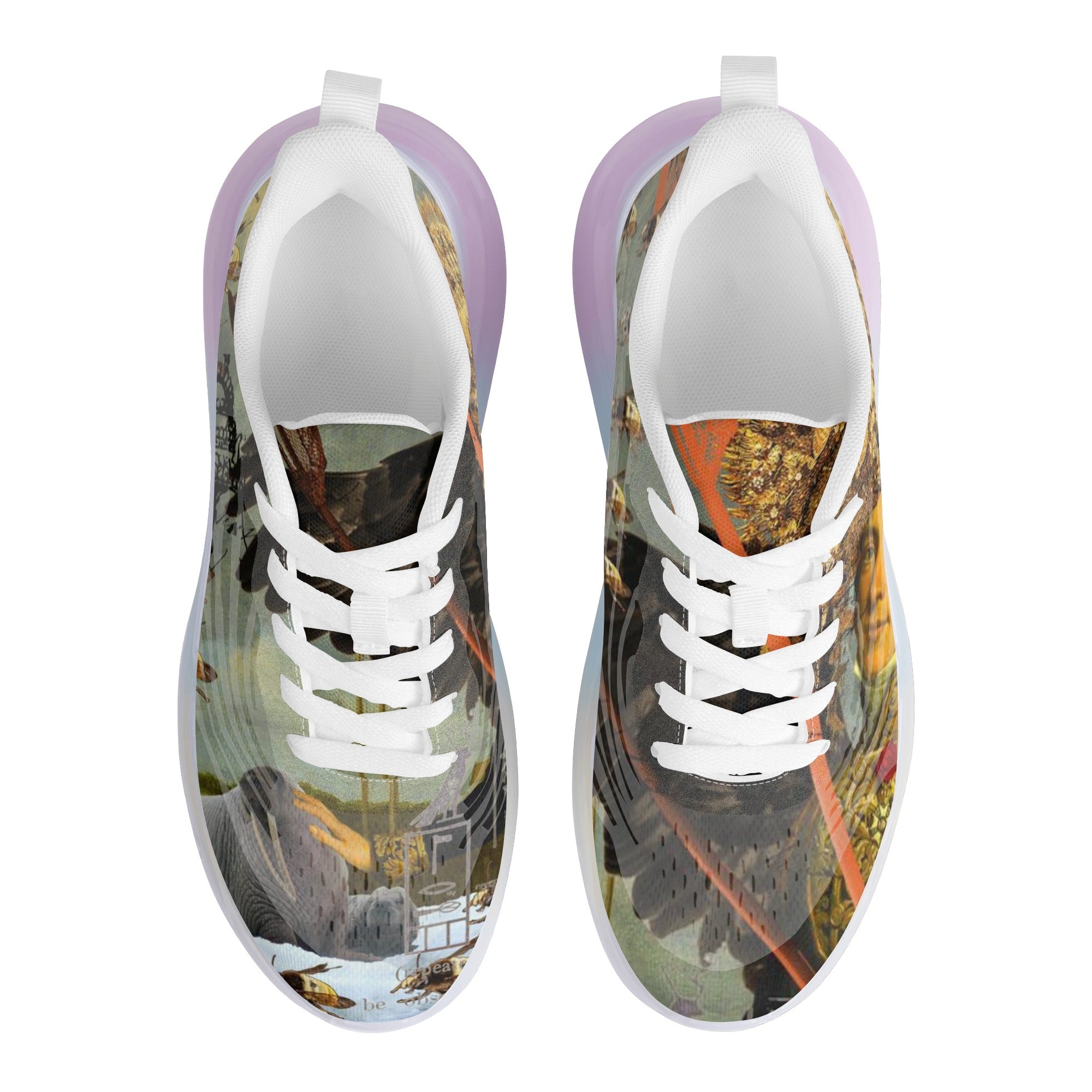 The Young King Alt. 2 II unisex running shoes featuring a pastel translucent air sole and colorful collage design.