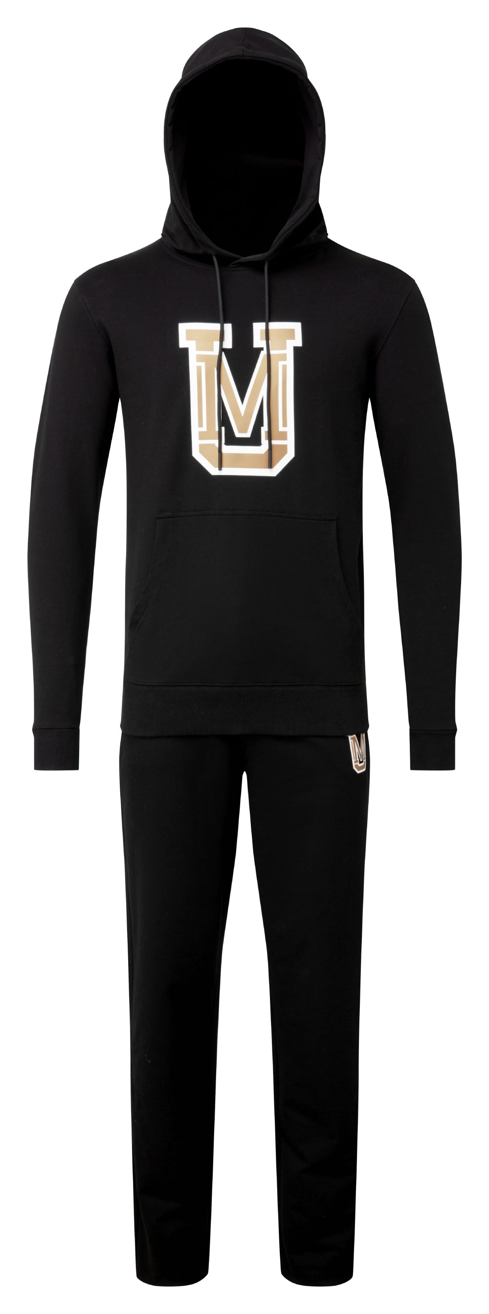 Under Manners Pullover Hoodie Unisex Tracksuit featuring iconic UM motif, adjustable hood, and zipped pocket.