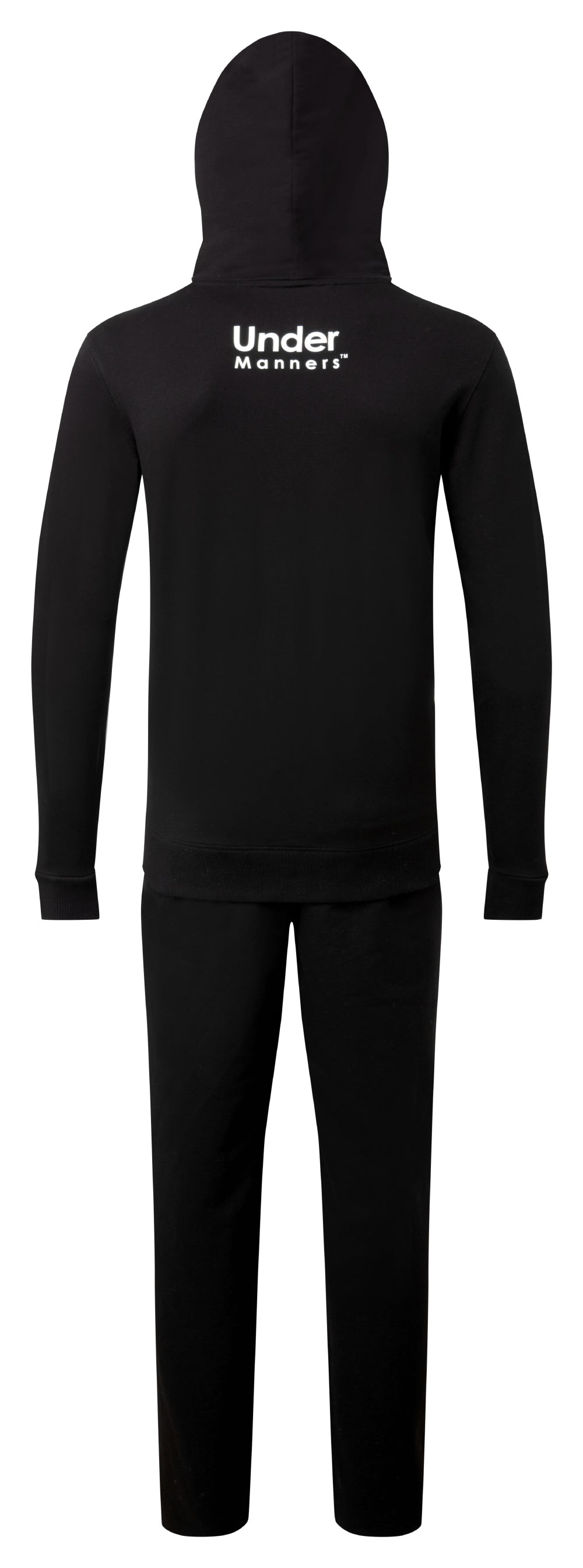 Under Manners Pullover Hoodie Unisex Tracksuit featuring iconic UM motif, adjustable hood, and zipped pocket.
