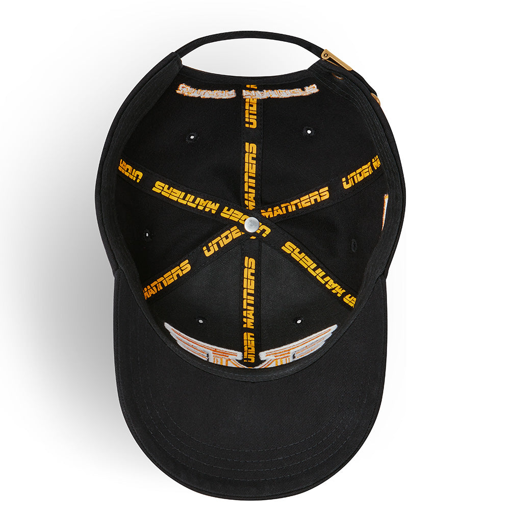 Under Manners Wings 3D Cotton Twill Strapback Baseball Cap featuring stylish embroidery and adjustable strapback closure.