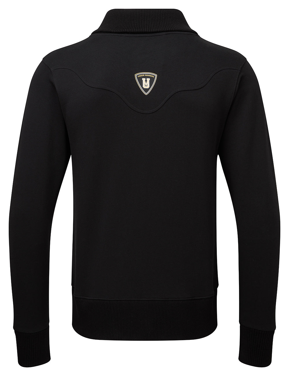 Unisex sweatshirt featuring an embroidered Under Manners logo, high collar, and curved rear seam, perfect for casual wear.