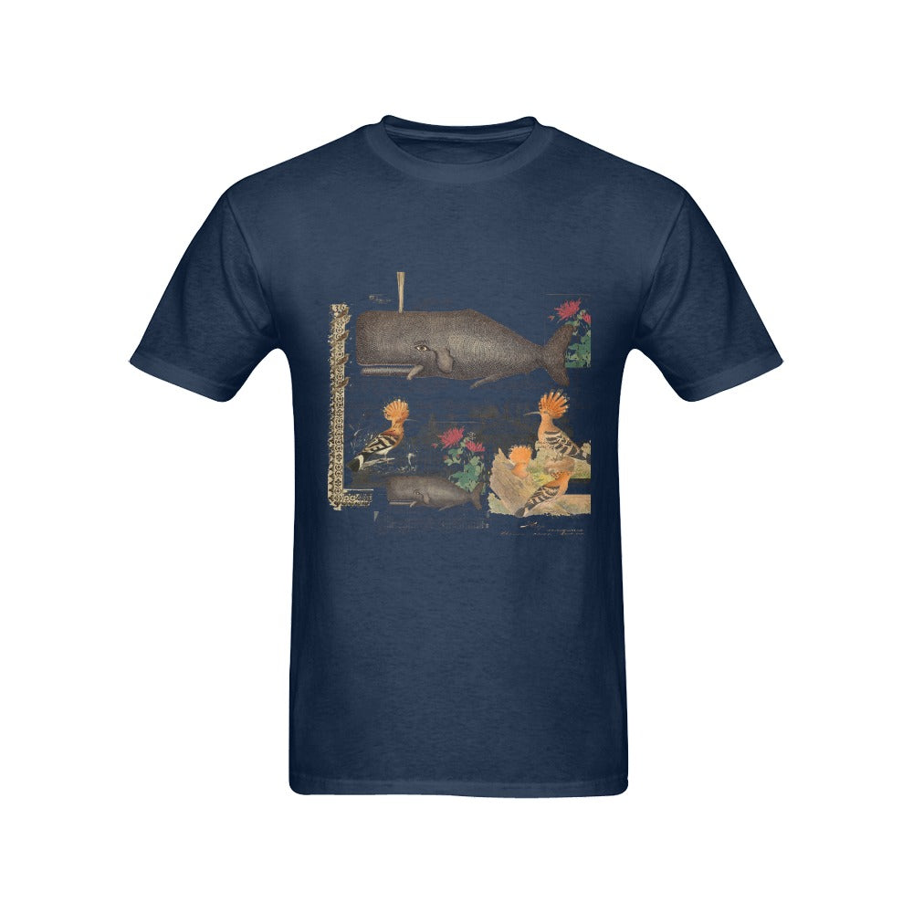 Whale and Hoopoe Men's T-Shirt featuring vibrant front printing, made from 100% cotton with a comfortable fit.