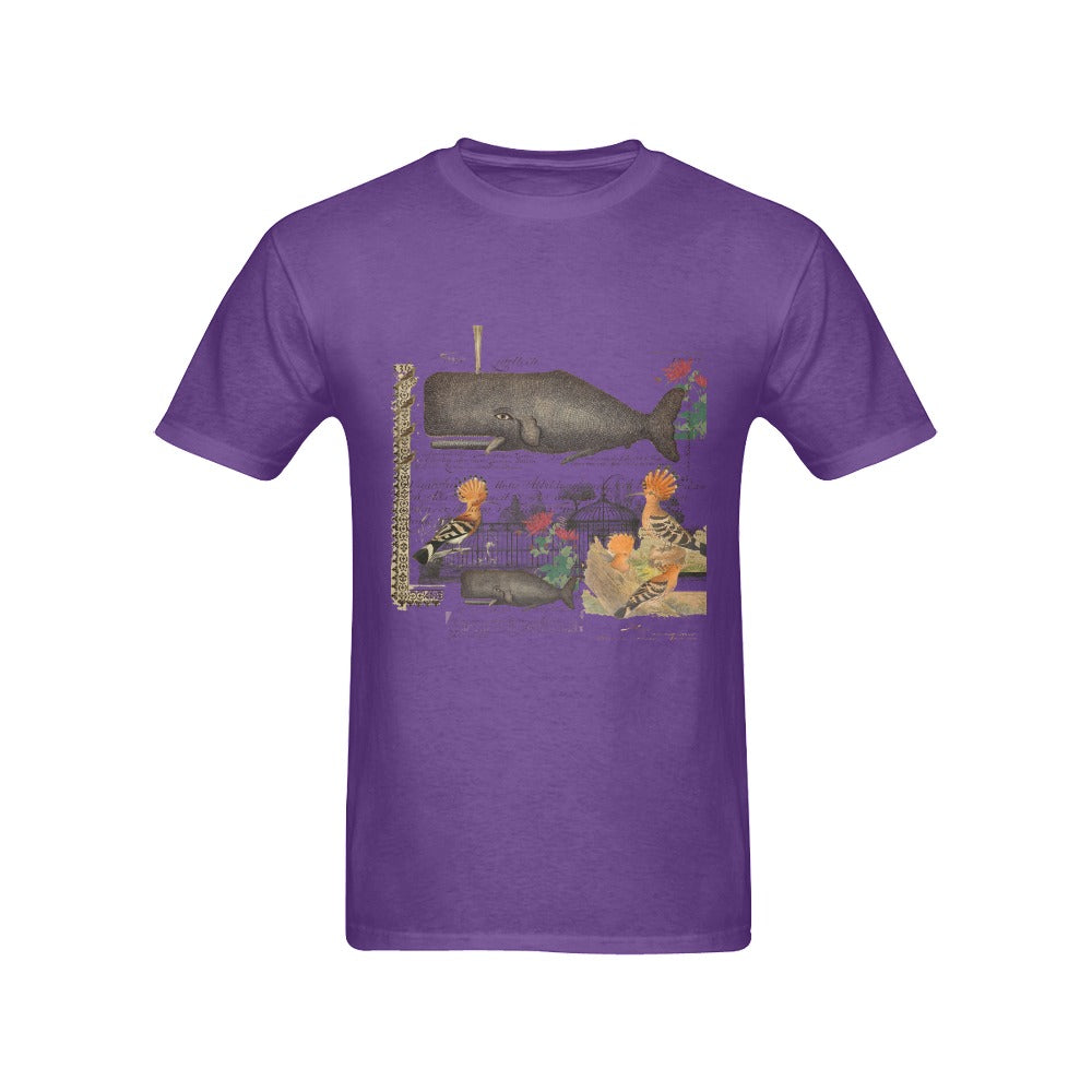 Whale and Hoopoe Men's T-Shirt featuring front printing, made from 100% cotton with a comfortable fit.