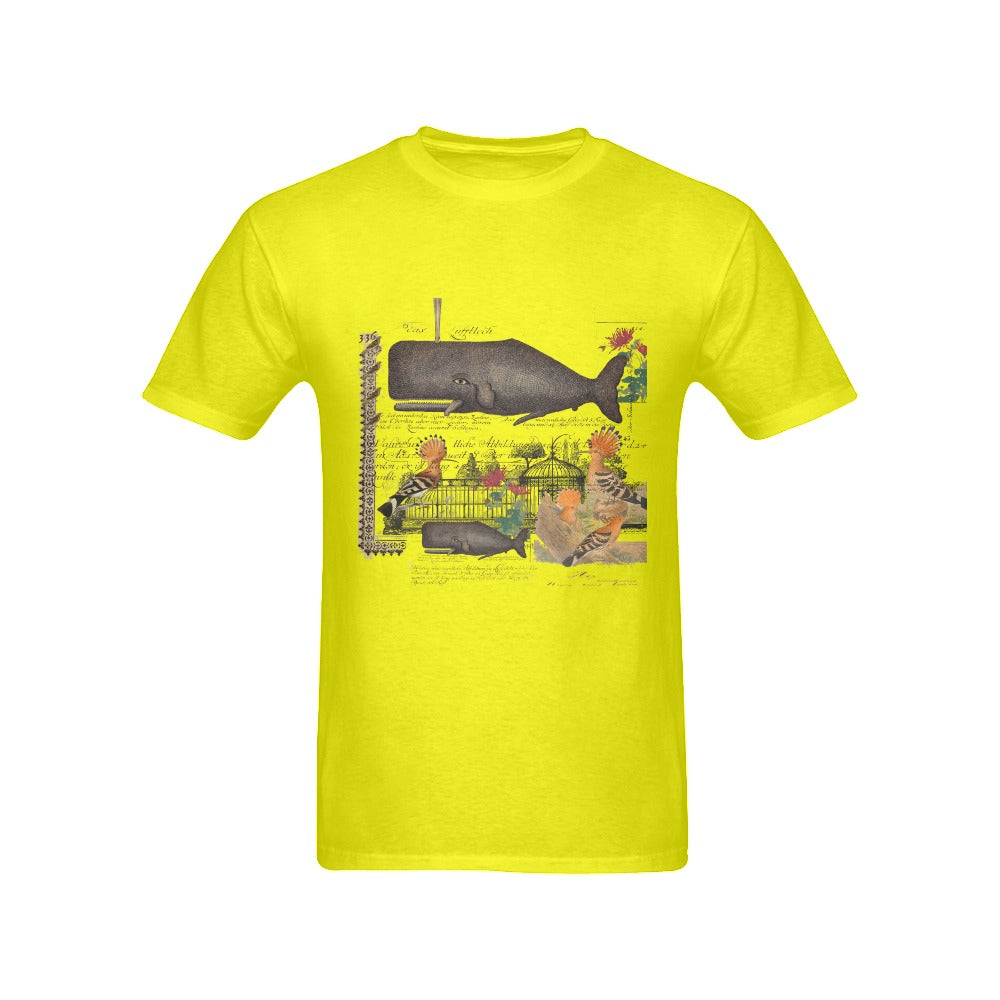 Whale and hoopoe Men's T-Shirt featuring front printing, made from 100% cotton with a stylish design.