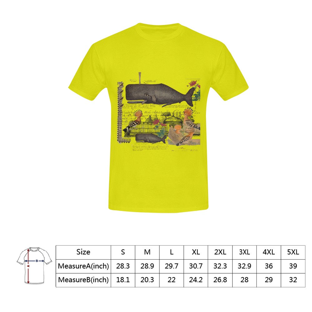 Whale and hoopoe Men's T-Shirt featuring front printing, made from 100% cotton with a stylish design.