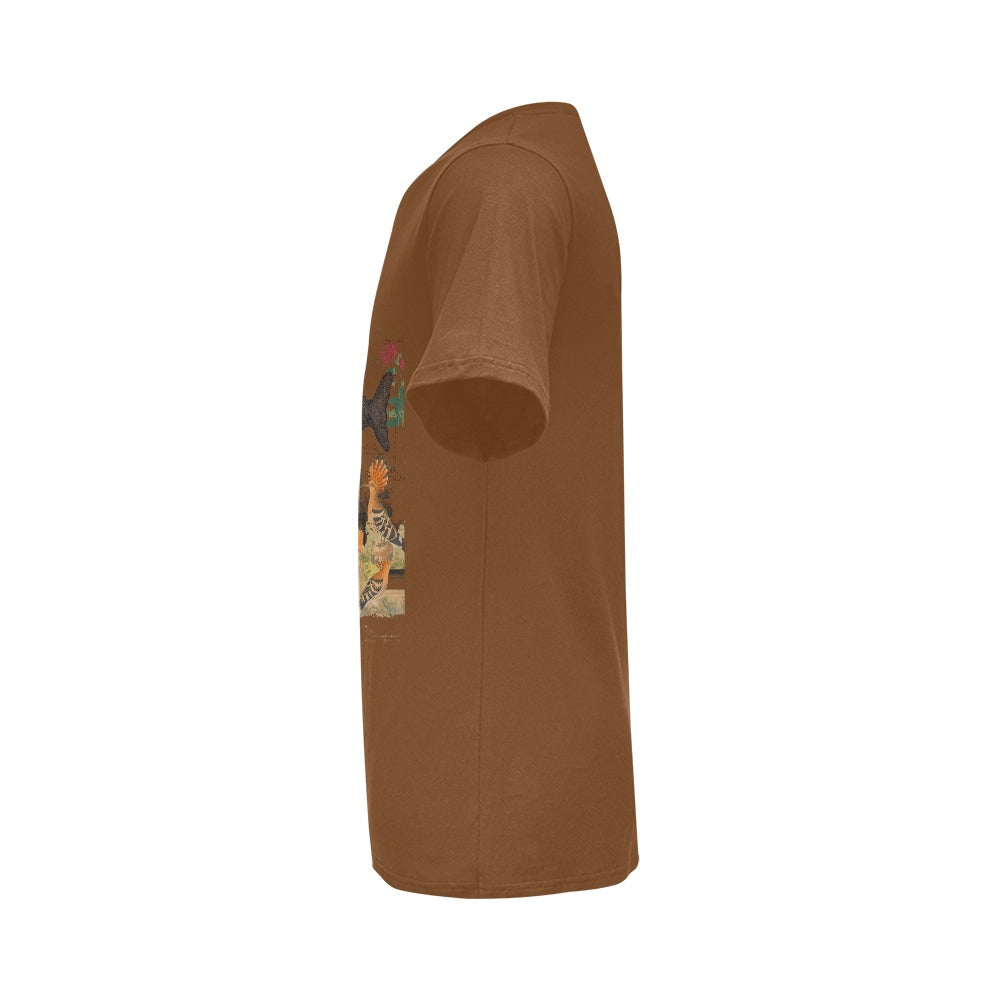 Whale and Hoopoe Men's T-Shirt featuring front printing, made from 100% cotton with a comfortable fit and durable stitching.