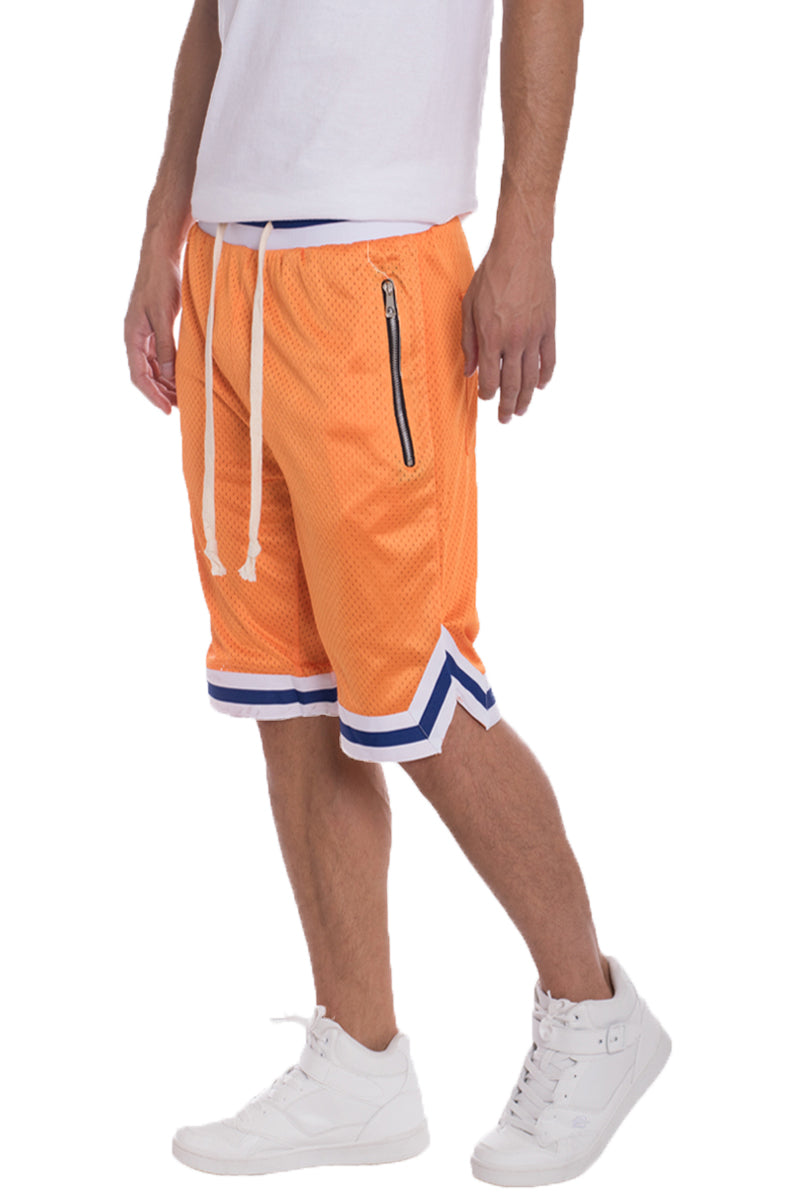 Wilcox Mesh Shorts featuring elastic waistband, drawstring, and stylish contrast stripes.