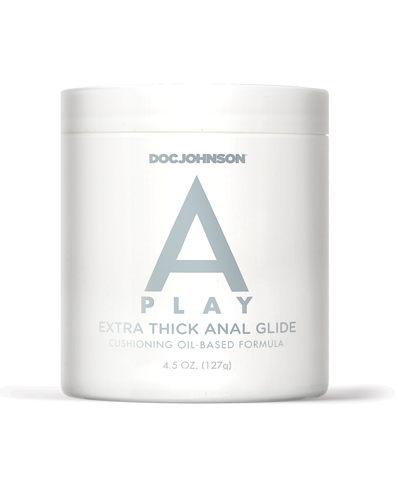 A-Play Extra Thick ANAL Glide Cushioning Oil-Based 4.5 oz bottle with a sleek design, showcasing its thick lubricant formula for enhanced anal play.