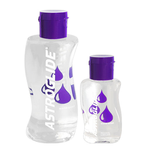 Astroglide Liquid Water-Based lubricant bottle with a sleek design, showcasing its water-based formula for enhanced sexual pleasure.