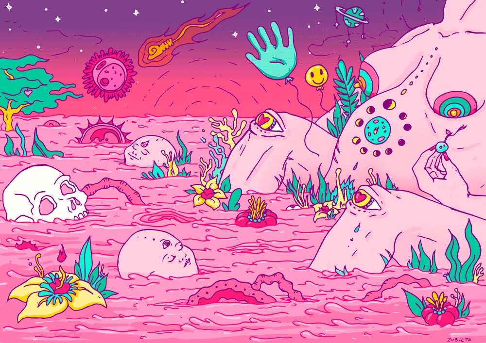 Gicleé print titled Birth II, showcasing themes of womanhood, fertility, and birth, with vibrant colors and fine art quality.