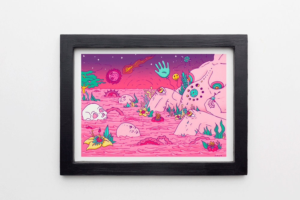 Gicleé print titled Birth II, showcasing themes of womanhood, fertility, and birth, with vibrant colors and fine art quality.