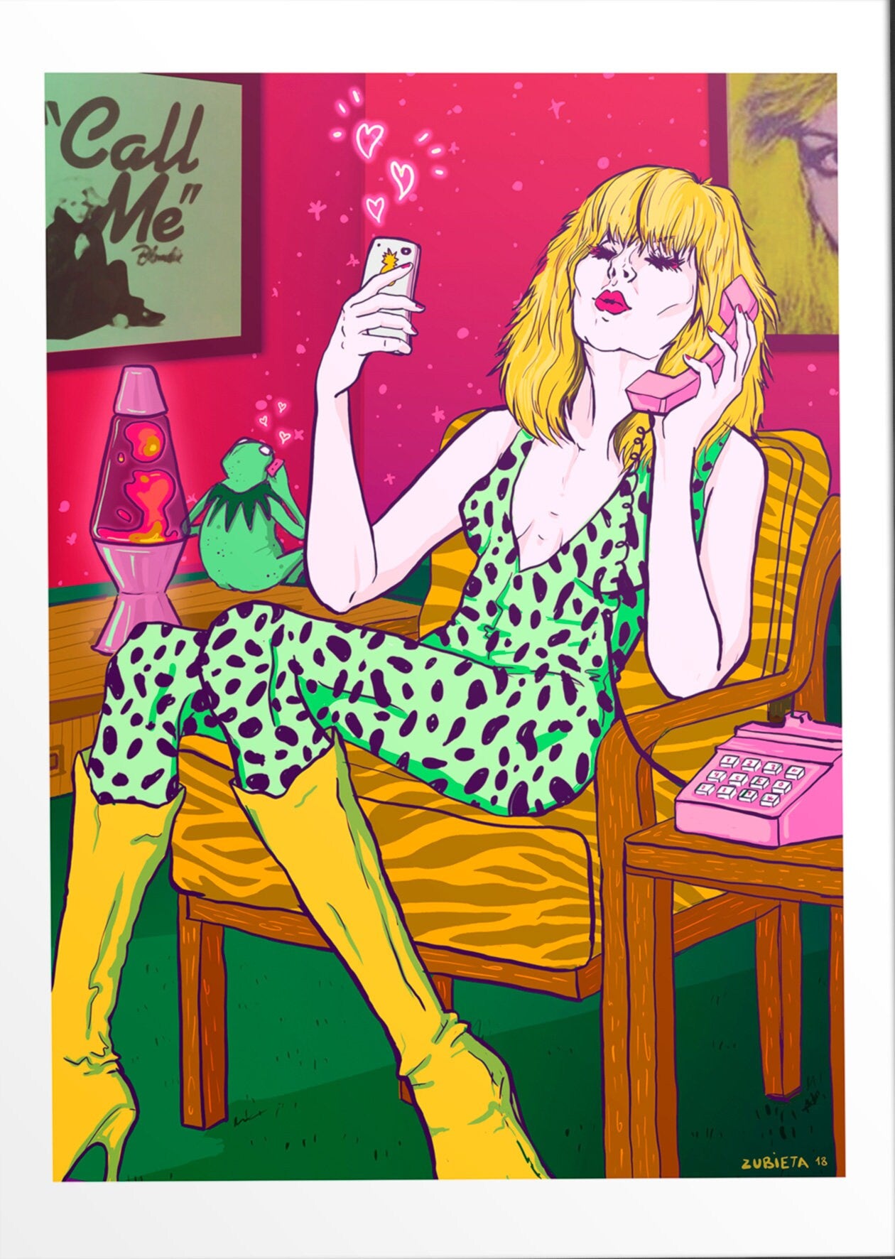 Gicleé print tribute to Debbie Harry, featuring vibrant colors and artistic representation inspired by her life and Blondie.