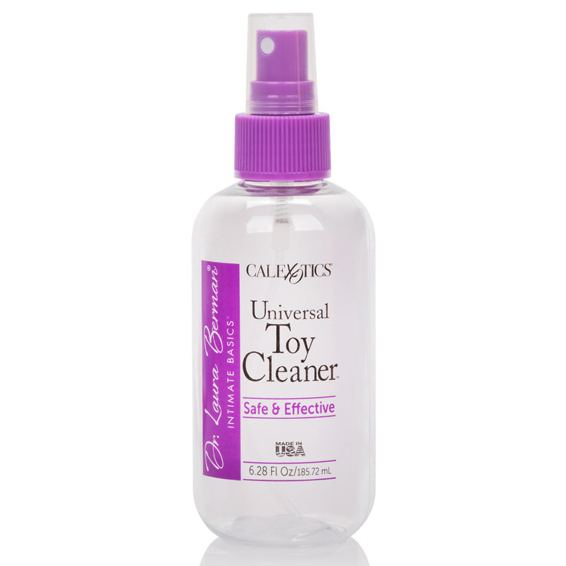 CalExotics Dr. Laura Berman Intimate Basics Toy Cleaner 185ml bottle with a sleek design, perfect for maintaining hygiene of erotic toys.