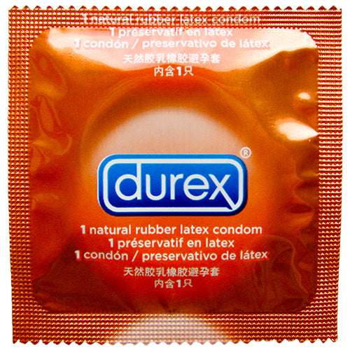 Durex Basic O condoms in packaging, showcasing their transparent natural rubber latex design.