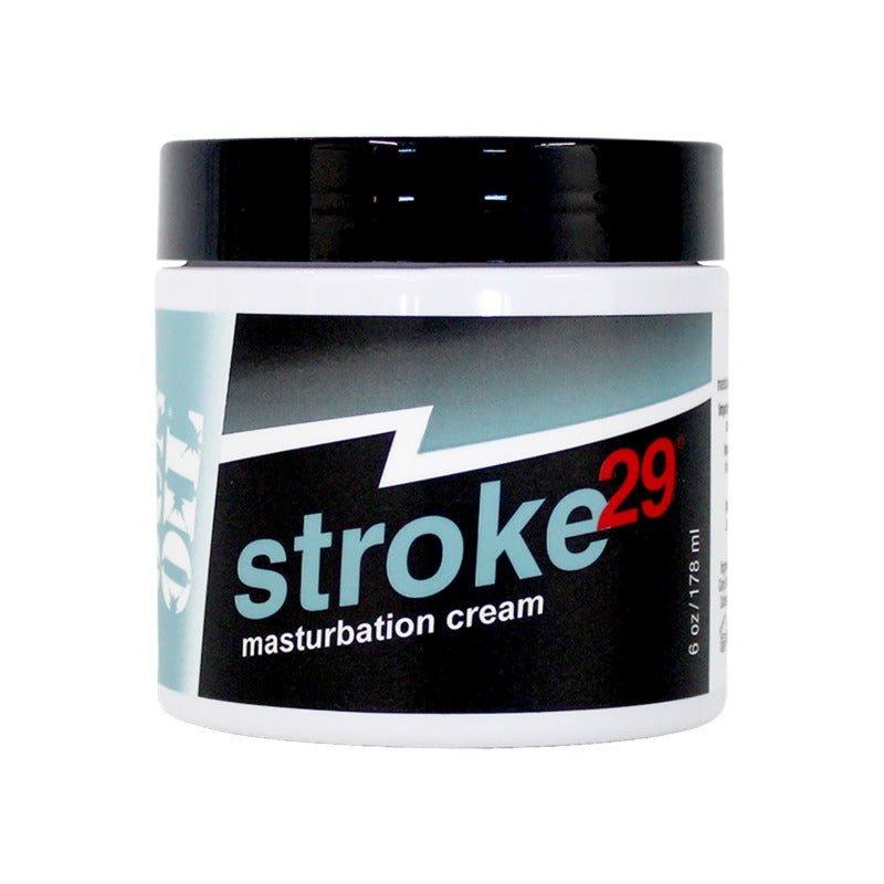 Gun Oil Stroke 29 Masturbation Cream 6 oz bottle with a thick creamy texture, designed for enhanced pleasure and skin nourishment.