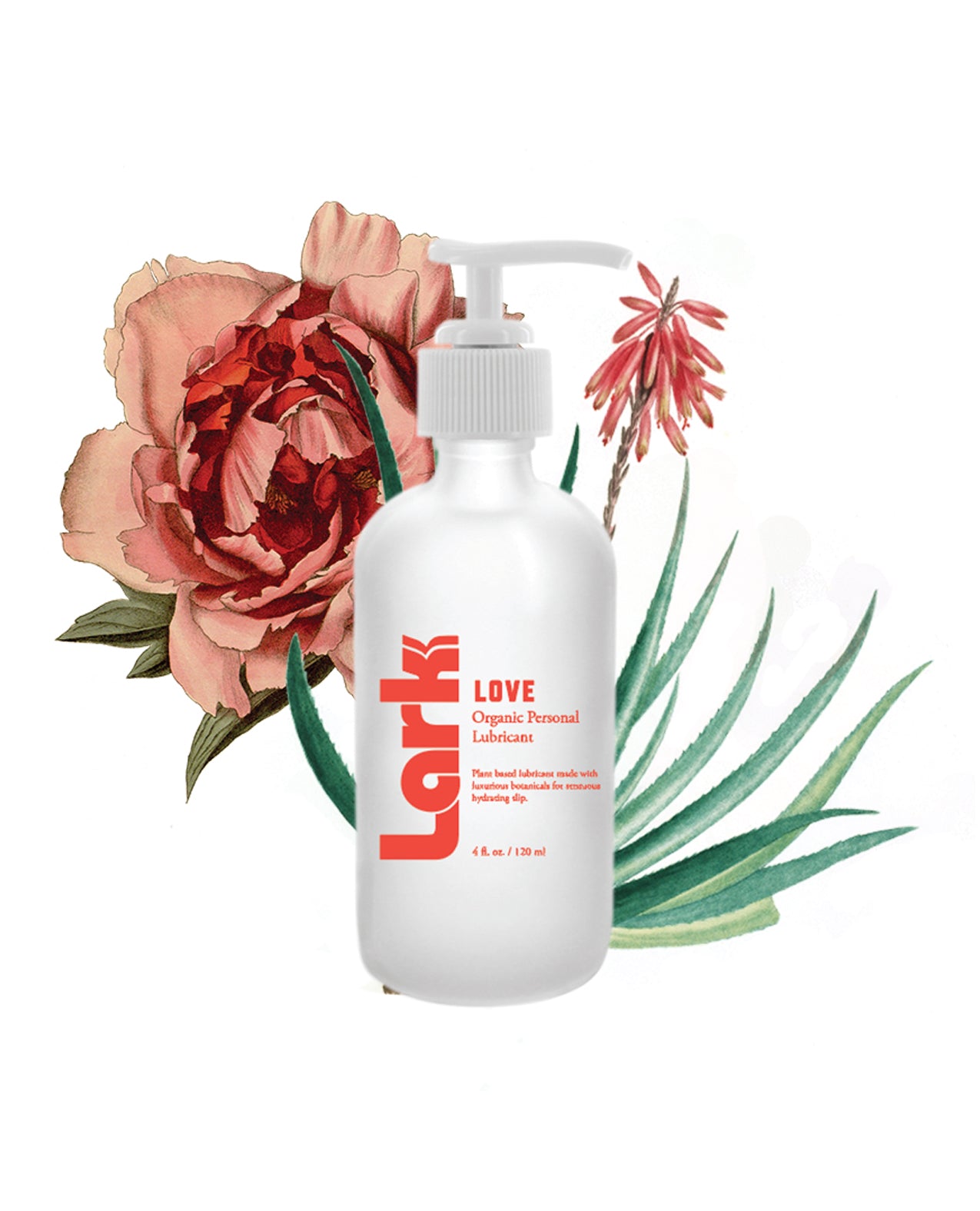 Lark Love Organic Personal Lubricant 4 fl oz bottle with natural ingredients, designed for sensitive tissues.