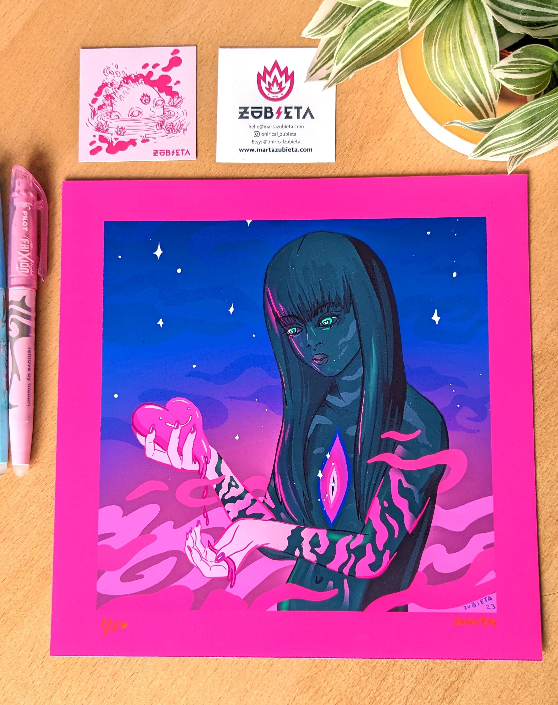 A fine art print titled 'Let Your Shadow Be Your Ally', featuring deep colors and intricate details, hand-signed with a white margin.