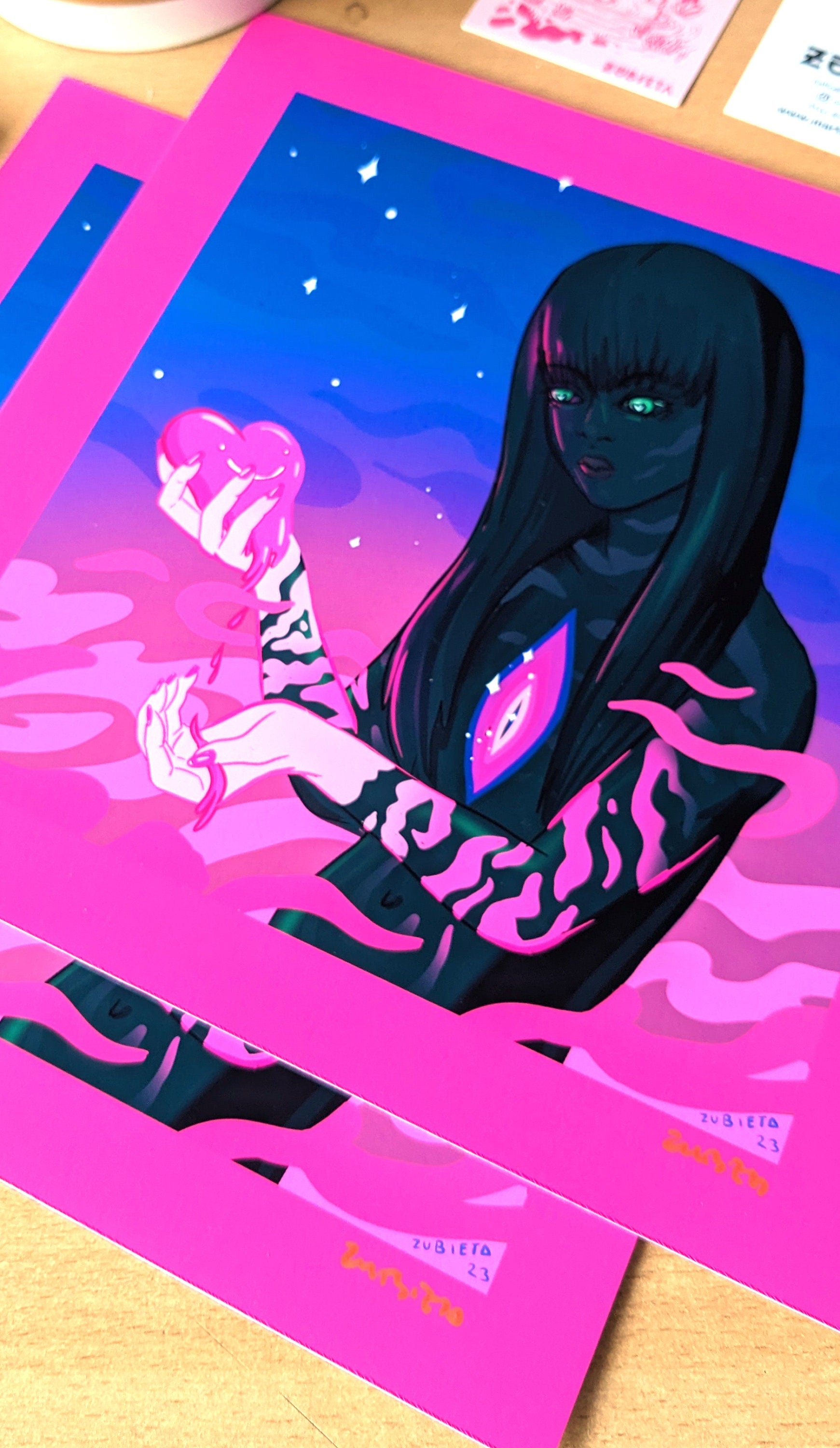 A fine art print titled 'Let Your Shadow Be Your Ally', featuring deep colors and intricate details, hand-signed with a white margin.