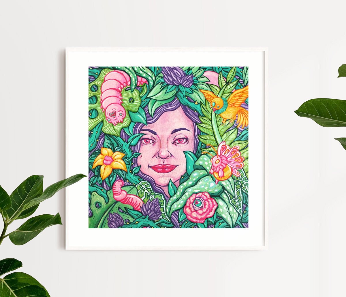 Limited edition print of Midsommar, In Bloom, a mixed media painting featuring vibrant summer blooms, hand-signed and numbered.