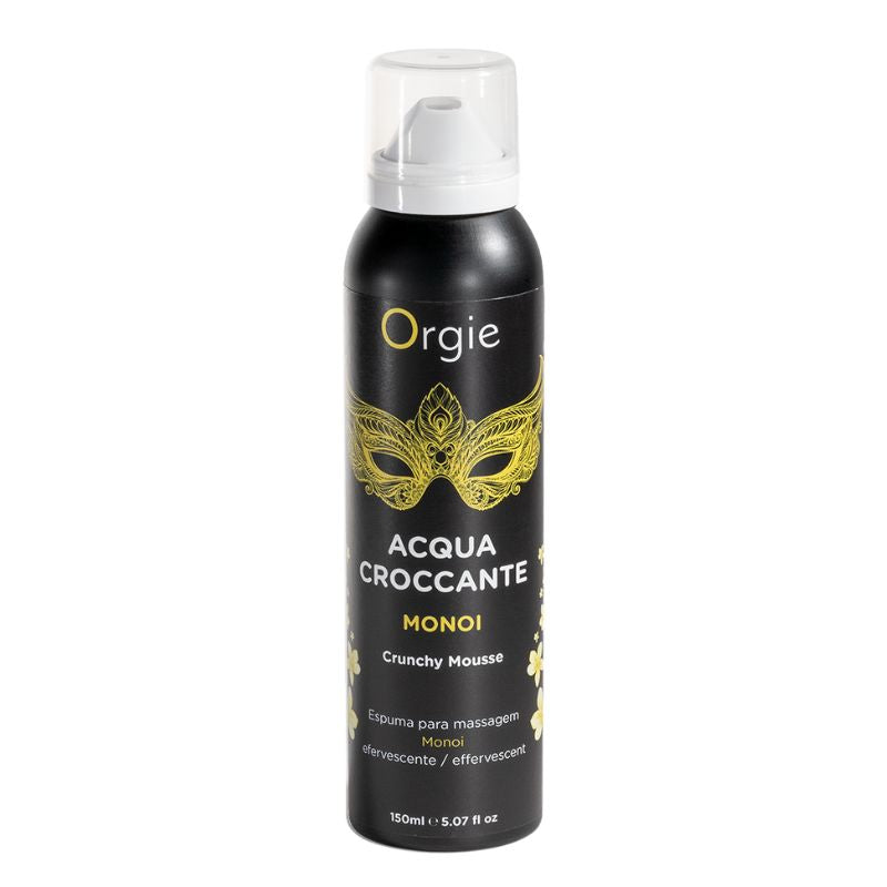 Orgie Acqua Croccante Monoi Crunchy Mousse 150ml in a sleek canister, showcasing its vibrant packaging and enticing design.