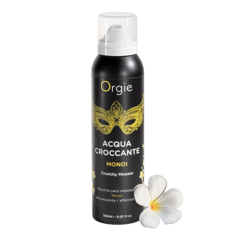 Orgie Acqua Croccante Monoi Crunchy Mousse 150ml in a sleek canister, showcasing its vibrant packaging and enticing design.