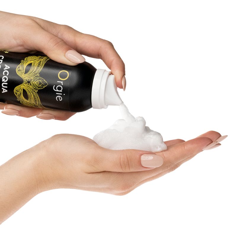 Orgie Acqua Croccante Monoi Crunchy Mousse 150ml in a sleek canister, showcasing its vibrant packaging and enticing design.