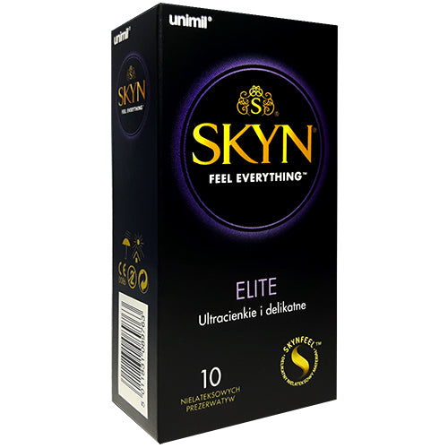 SKYN Elite Box 10 featuring ultra-thin non-latex condoms for enhanced sensitivity and comfort.
