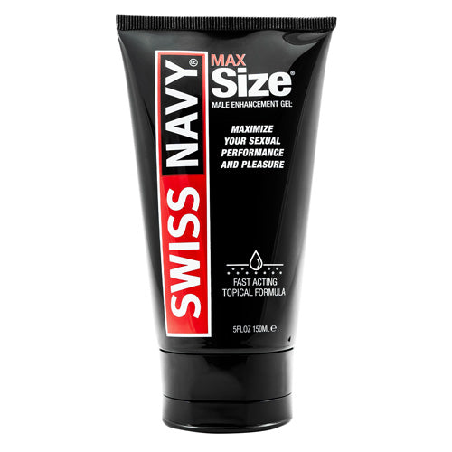 Swiss Navy Max Size Cream in a premium tube, designed for enhancing intimate experiences with a warming sensation.