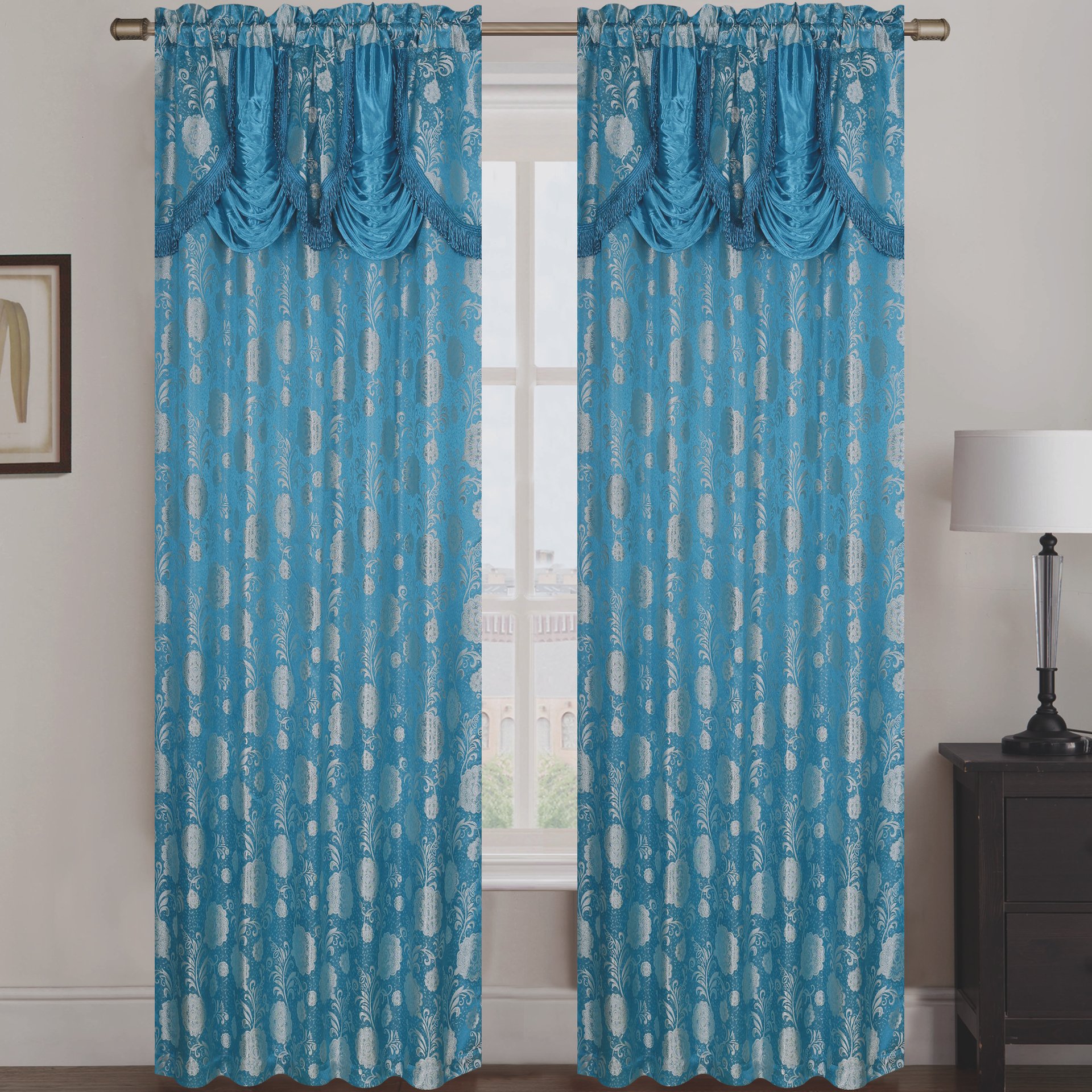 Main Molly Jacquard Rod Pocket Panel with Attached Valance Set of Two - image