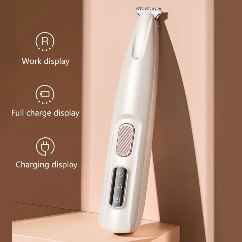 Cat Grooming Shaver with light, designed for low noise and safe pet grooming, featuring a USB rechargeable battery.