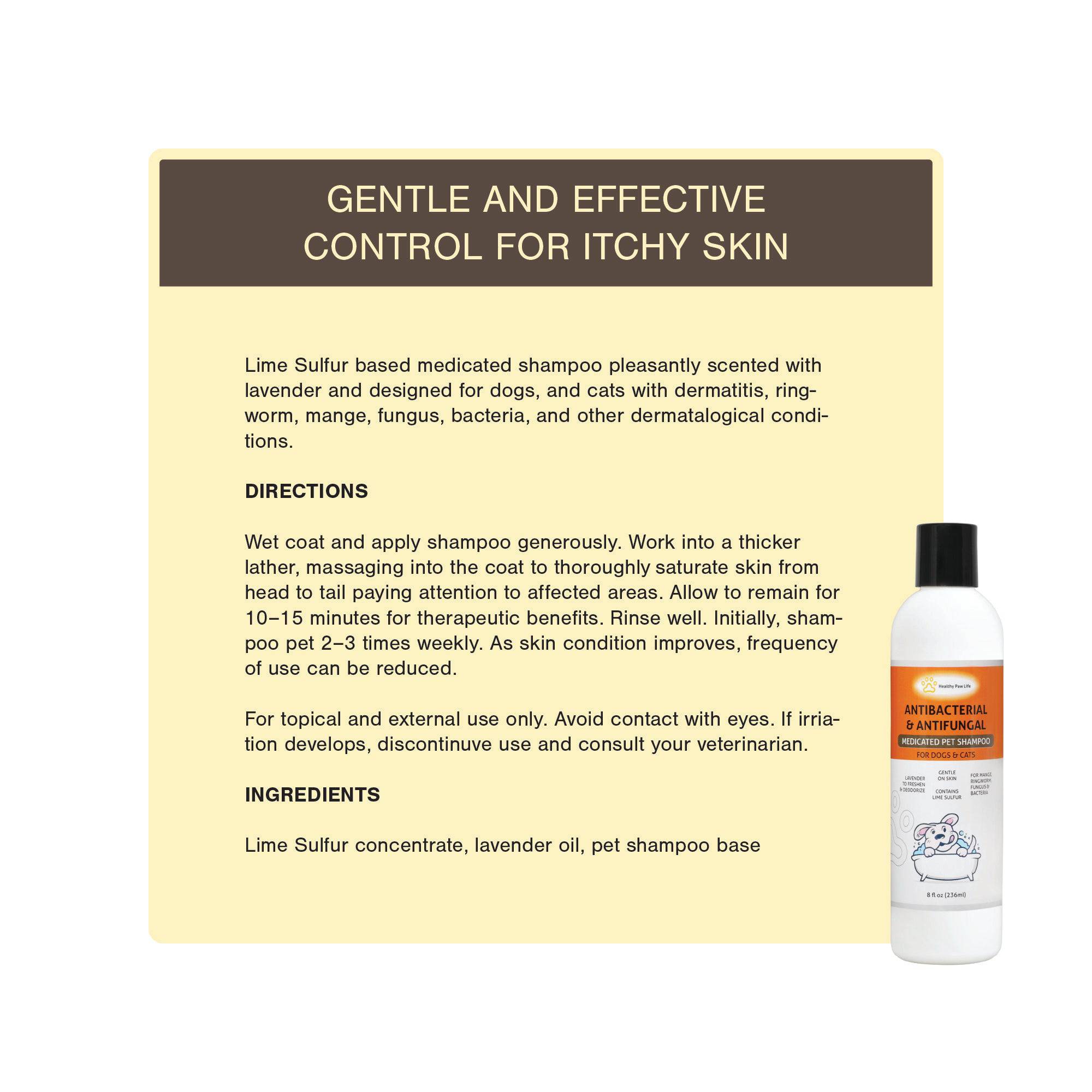 Classic Lime Sulfur Shampoo bottle with lavender fragrance, designed for pet skin care.