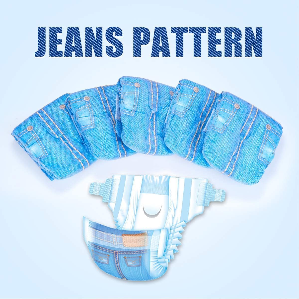 Disposable dog diapers for female dogs featuring a stylish jeans pattern, designed for comfort and super absorbency.