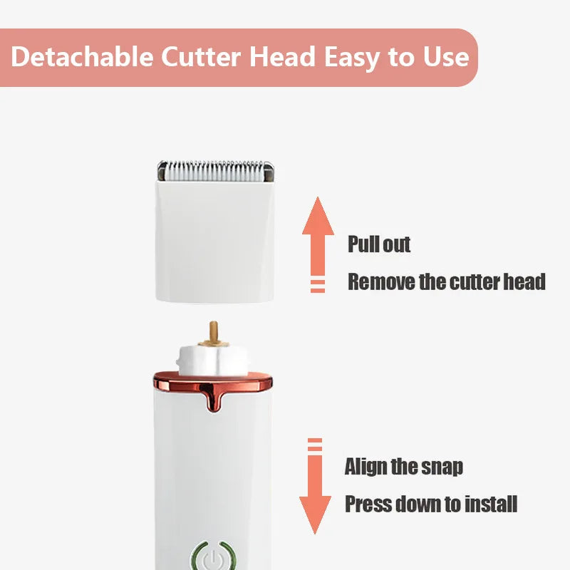 A compact 4 in 1 Dog Hair Cutting Machine with various grooming attachments, including cutter heads and limiting combs, designed for pet grooming.