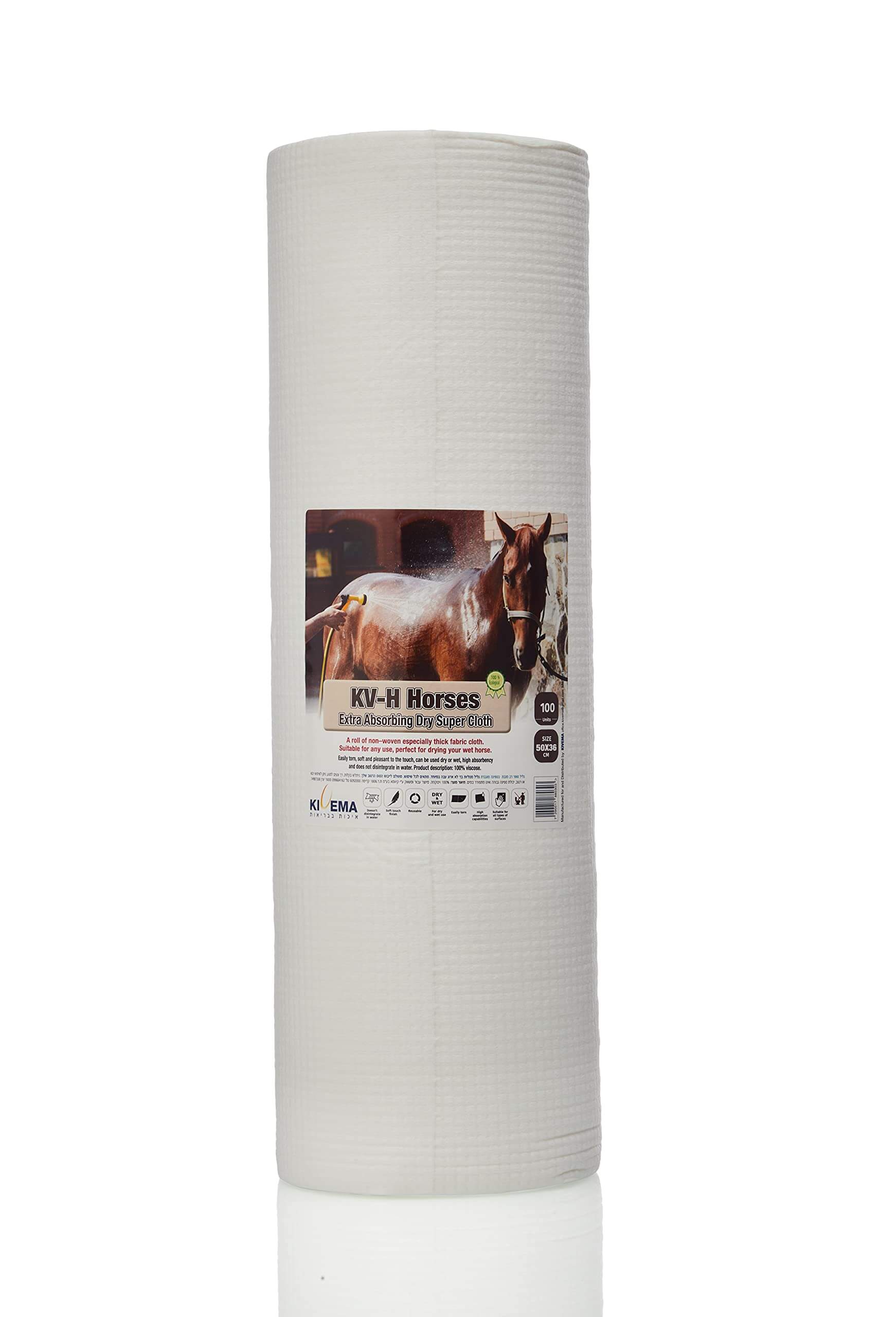 KIVEMA Horses Extra Absorbing Dry Super Cloth roll with multiple towels, designed for effective grooming and drying of horses and other animals.