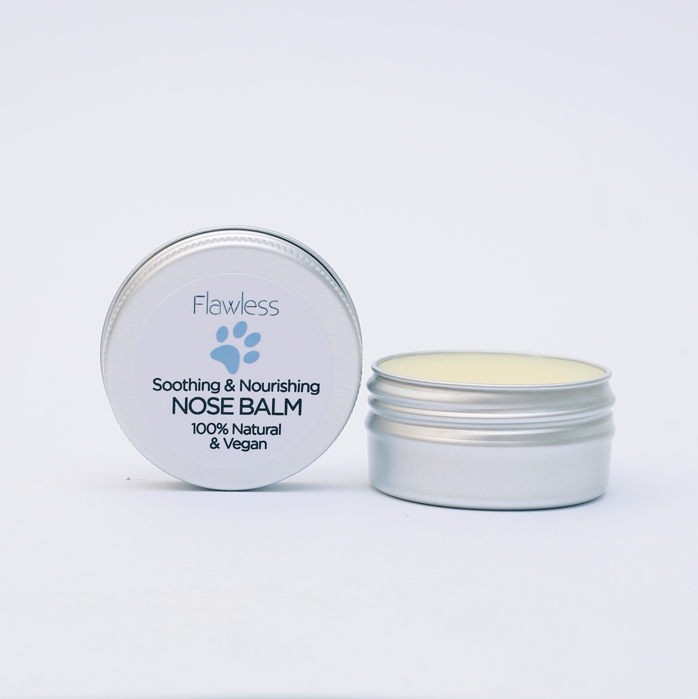A soothing and nourishing Nose Balm for Dogs in a 15g recycled aluminium tin, featuring natural ingredients like coconut oil and lavender.