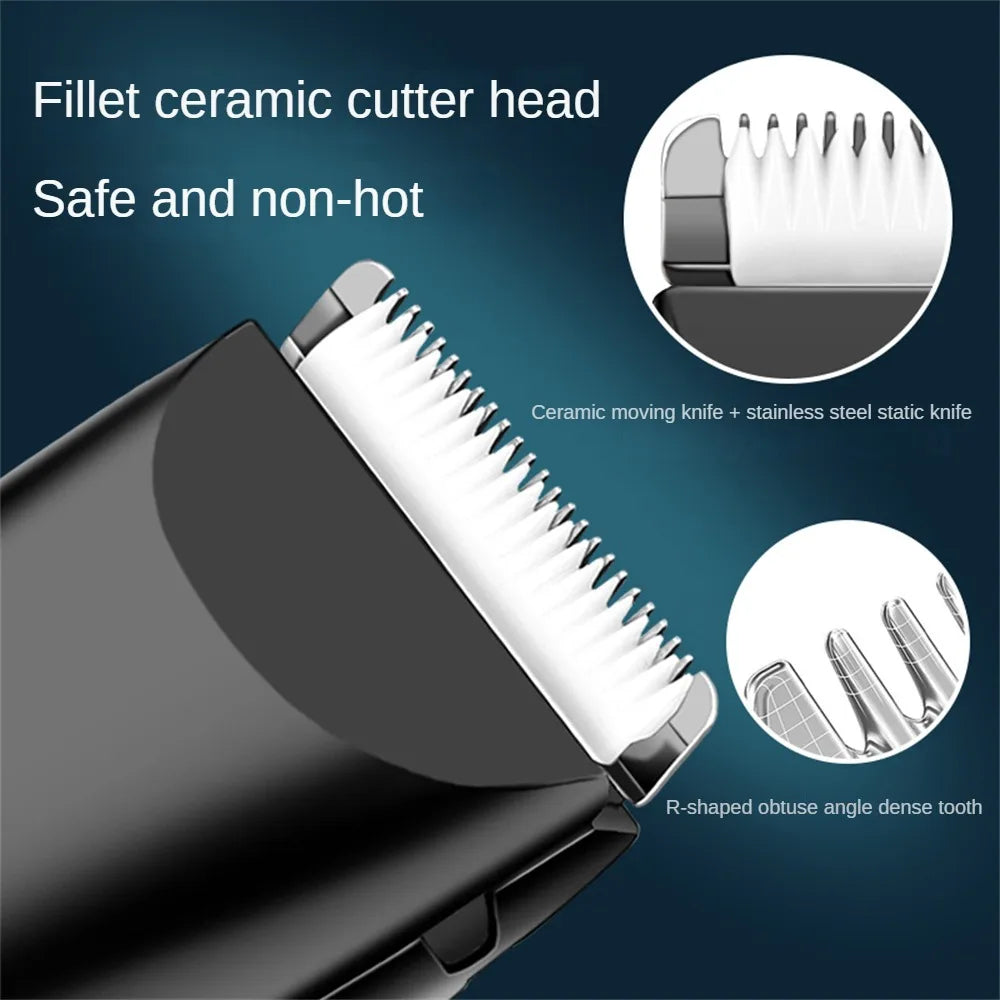 Electric pet clipper with detachable big head, black and white design, ideal for grooming dogs.