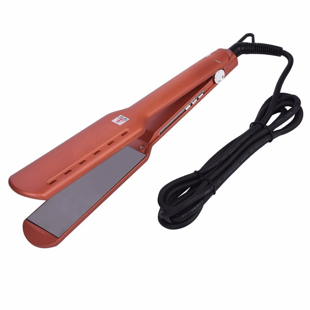 Professional Hair Flat Iron with titanium alloy heating plate and adjustable temperature settings, designed for sleek hair styling.
