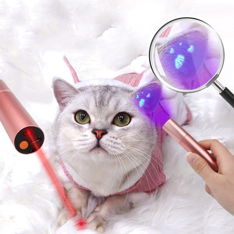 A sleek 2 in 1 Cat Detection Lamp Laser in rose gold and black, designed for detecting cat ringworm and providing a fun laser pointer for play.